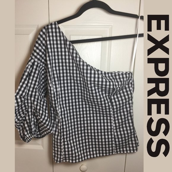 Express Tops - NWOT EXPRESS GINGHAM ONE SHOULDER TOP